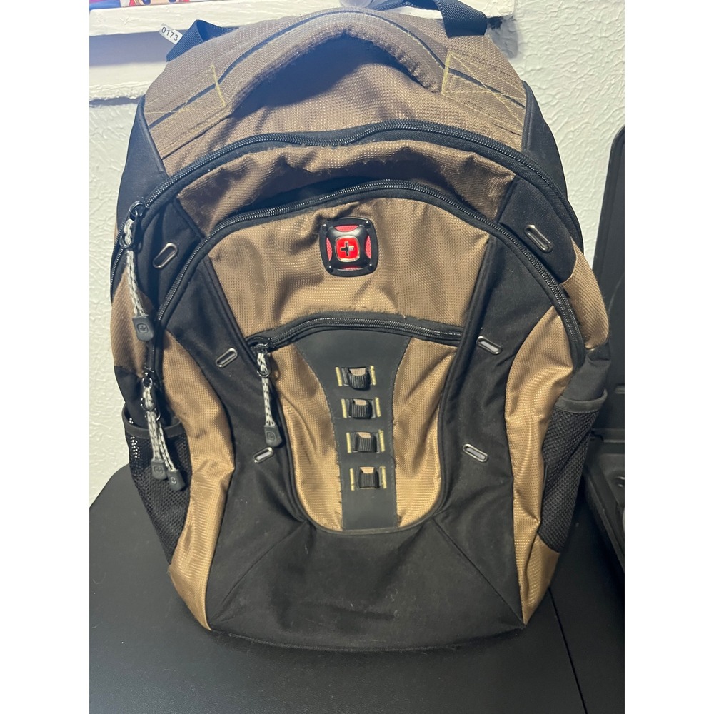 SwissGear Laptop Backpack Brown Black Multi Pocket Tech Travel Bag
